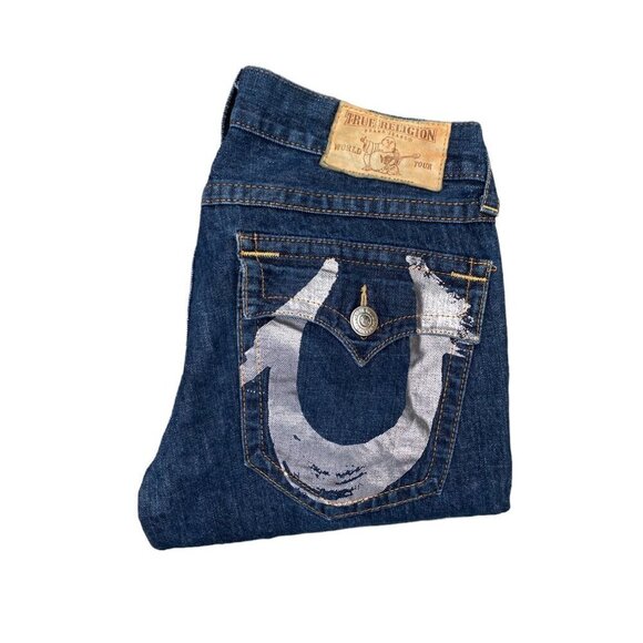 Vintage True Religion Jeans Size 34 Silver Horseshoe Blue - Picture 4 of 8